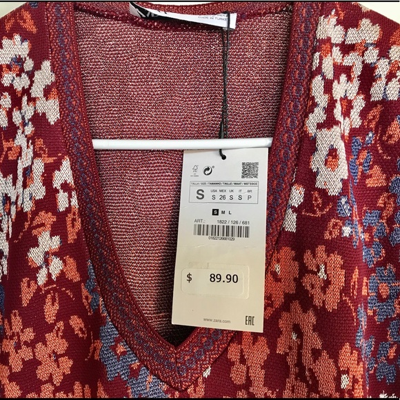 ZARA, FLORAL JACQUARD KNIT DRESS, sz S, NWT - Picture 3 of 14